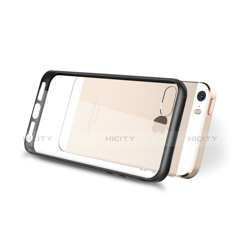 Apple iPhone 5用ハイブリットバンパーケース クリア透明 プラスチック 鏡面 アップル ブラック
