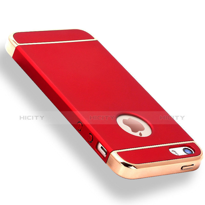 Apple iPhone 5用ケース 高級感 手触り良い メタル兼プラスチック バンパー M01 アップル レッド