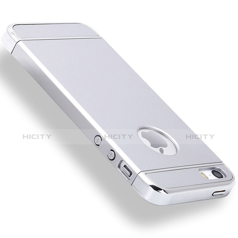 Apple iPhone 5用ケース 高級感 手触り良い メタル兼プラスチック バンパー M01 アップル シルバー