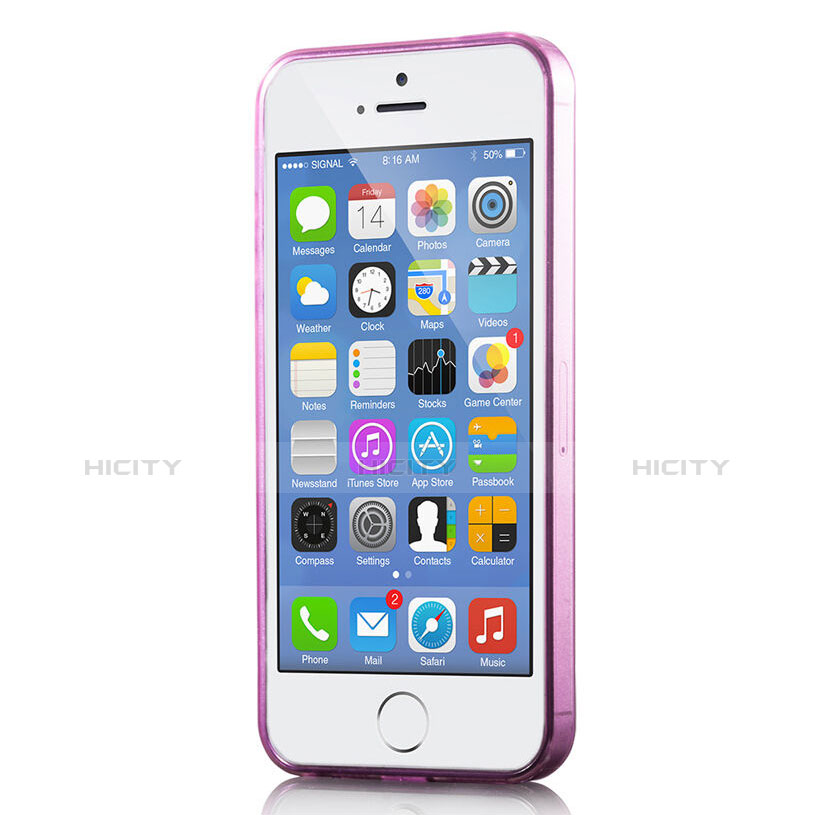 Apple iPhone 5用極薄ソフトケース シリコンケース 耐衝撃 全面保護 クリア透明 アップル ローズレッド