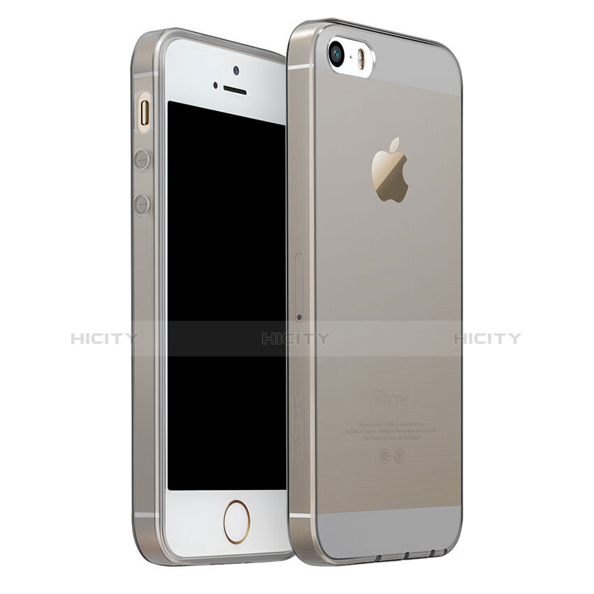 Apple iPhone 5用極薄ソフトケース シリコンケース 耐衝撃 全面保護 クリア透明 アップル グレー