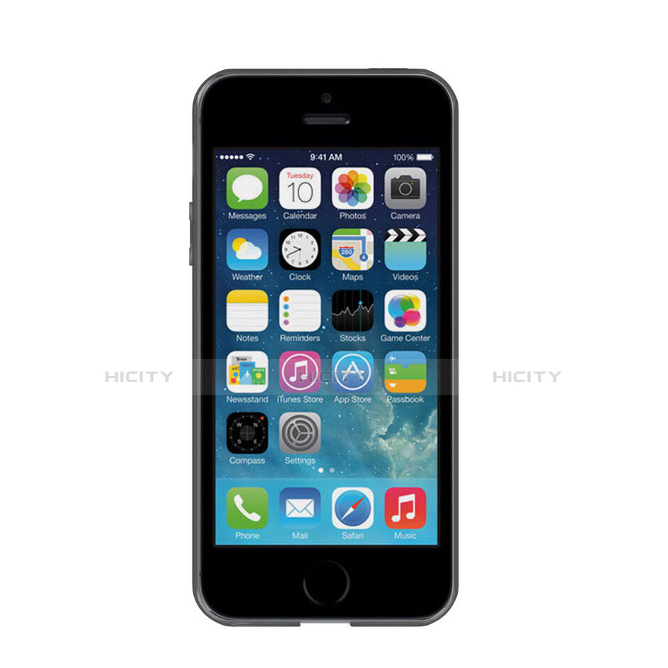 Apple iPhone 5用極薄ケース クリア透明 シリコンケース 耐衝撃 全面保護 アップル ダークグレー