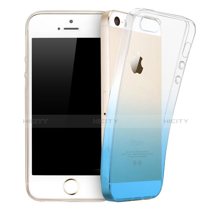 Apple iPhone 5用極薄ソフトケース グラデーション 勾配色 クリア透明 アップル ネイビー