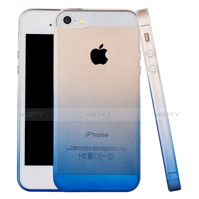 Apple iPhone 5用極薄ソフトケース グラデーション 勾配色 クリア透明 アップル ネイビー