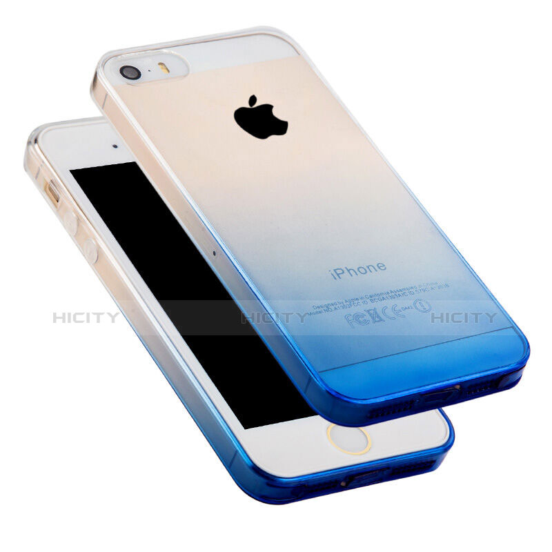 Apple iPhone 5用極薄ソフトケース グラデーション 勾配色 クリア透明 アップル ネイビー