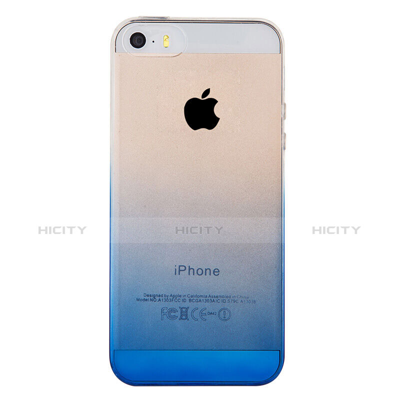 Apple iPhone 5用極薄ソフトケース グラデーション 勾配色 クリア透明 アップル ネイビー