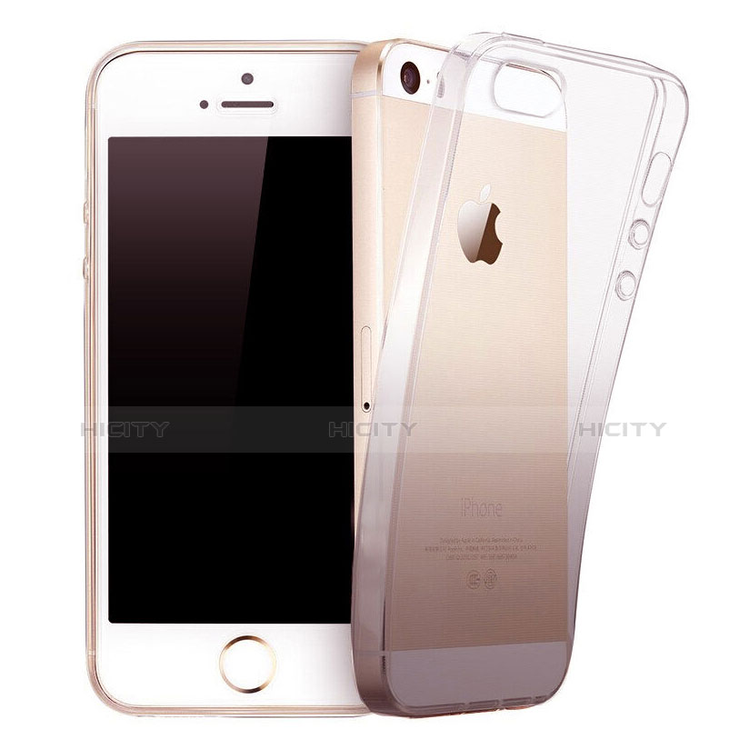 Apple iPhone 5用極薄ソフトケース グラデーション 勾配色 クリア透明 アップル グレー