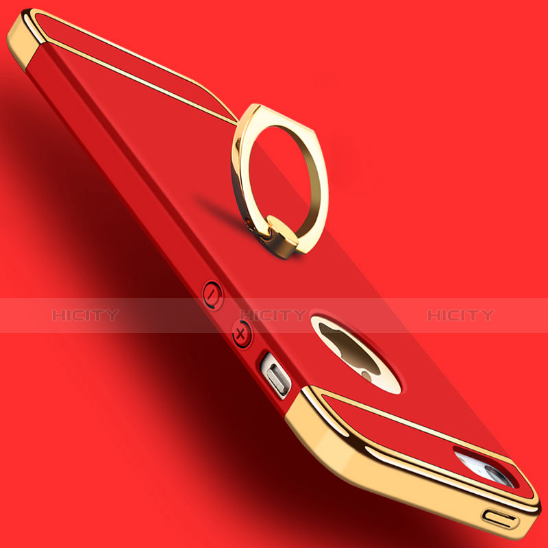 Apple iPhone 5用ケース 高級感 手触り良い メタル兼プラスチック バンパー アンド指輪 A02 アップル 