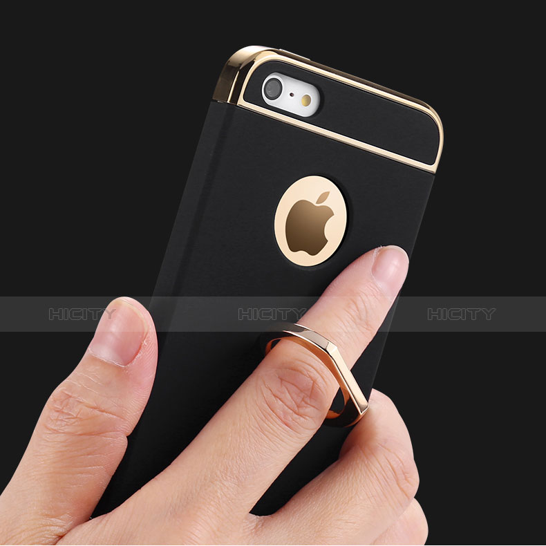 Apple iPhone 5用ケース 高級感 手触り良い メタル兼プラスチック バンパー アンド指輪 A02 アップル 