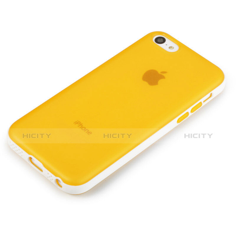 Apple iPhone 5C用ハイブリットバンパーケース クリア透明 プラスチック アップル イエロー
