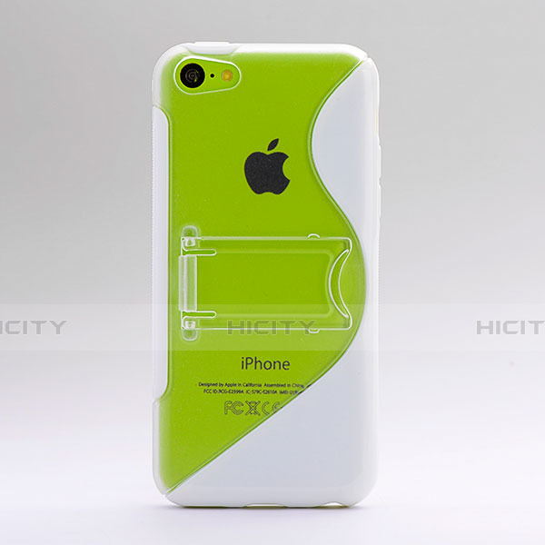 Apple iPhone 5C用ソフトケース S ライン クリア透明 スタンド アップル ホワイト