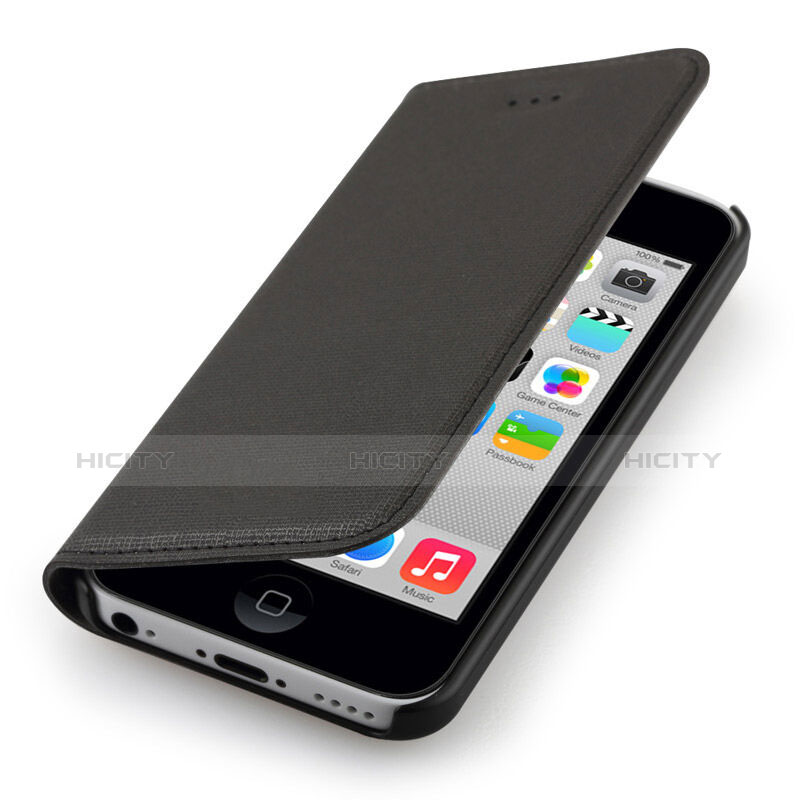 Apple iPhone 5C用手帳型 レザーケース アップル ブラック