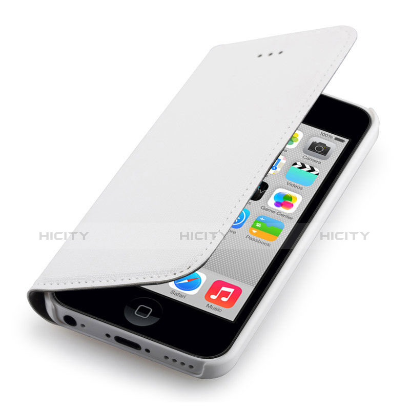 Apple iPhone 5C用手帳型 レザーケース アップル ホワイト