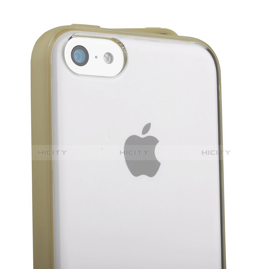 Apple iPhone 5C用ハイブリットバンパーケース クリア透明 プラスチック T01 アップル イエロー