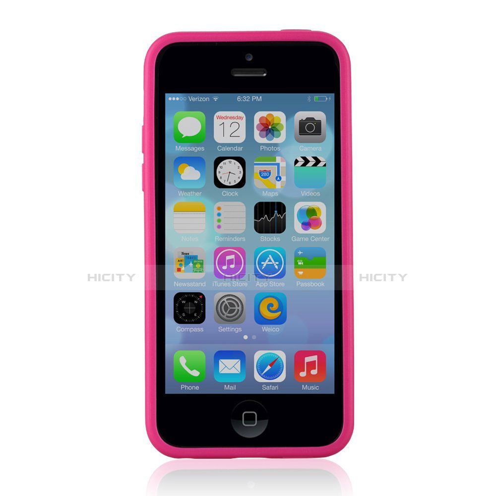 Apple iPhone 5C用ハイブリットバンパーケース クリア透明 プラスチック T01 アップル ローズレッド