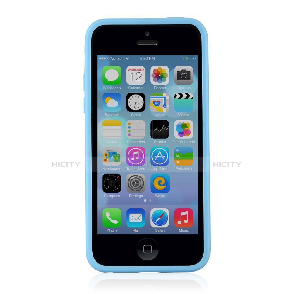 Apple iPhone 5C用ハイブリットバンパーケース クリア透明 プラスチック T01 アップル ブルー