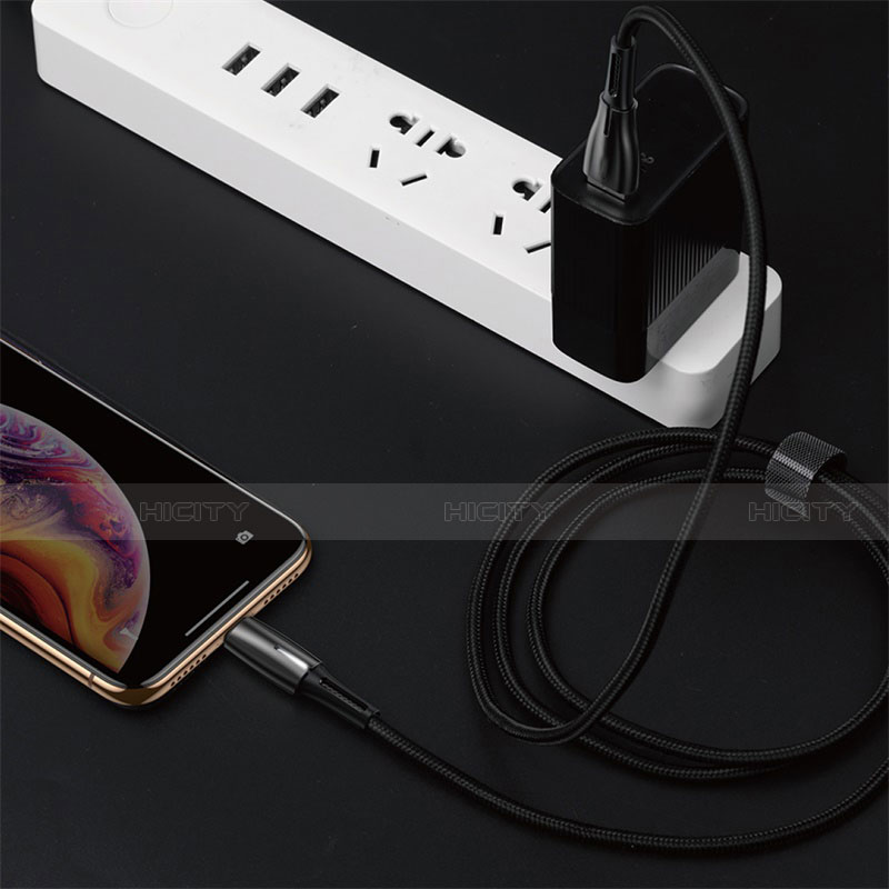Apple iPhone 5S用USBケーブル 充電ケーブル D02 アップル ブラック