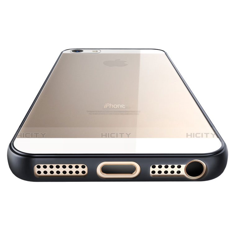 Apple iPhone 5S用ハイブリットバンパーケース クリア透明 プラスチック 鏡面 アップル ブラック