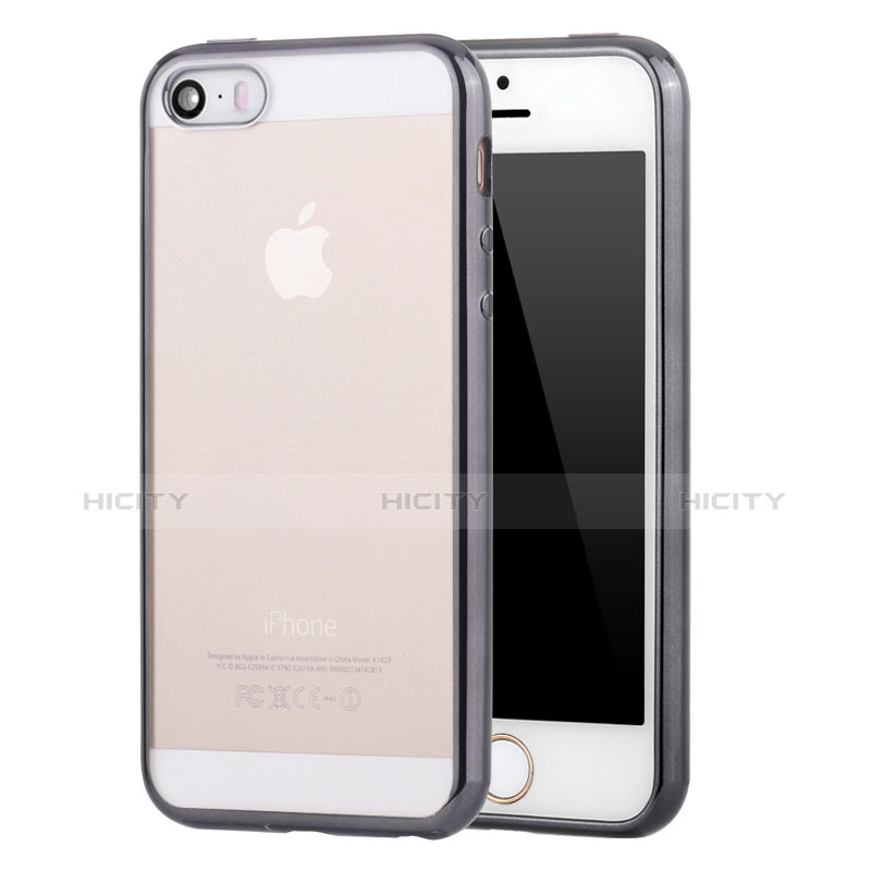 Apple iPhone 5S用極薄ソフトケース シリコンケース 耐衝撃 全面保護 クリア透明 H05 アップル グレー