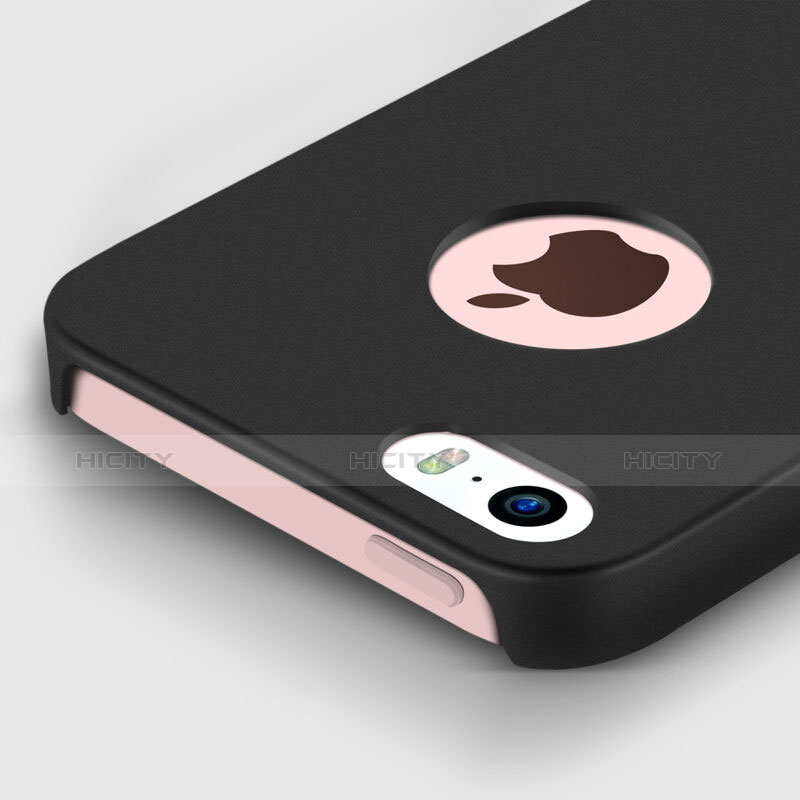 Apple iPhone 5S用ハードケース プラスチック 質感もマット ロゴを表示します アップル ブラック