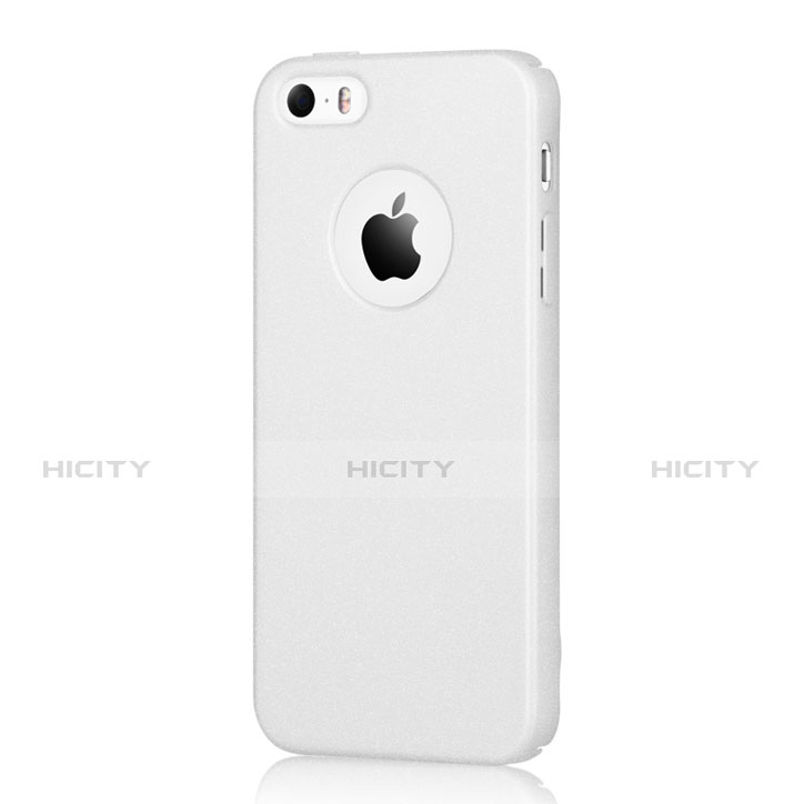 Apple iPhone 5S用ハードケース プラスチック 質感もマット ロゴを表示します アップル ホワイト