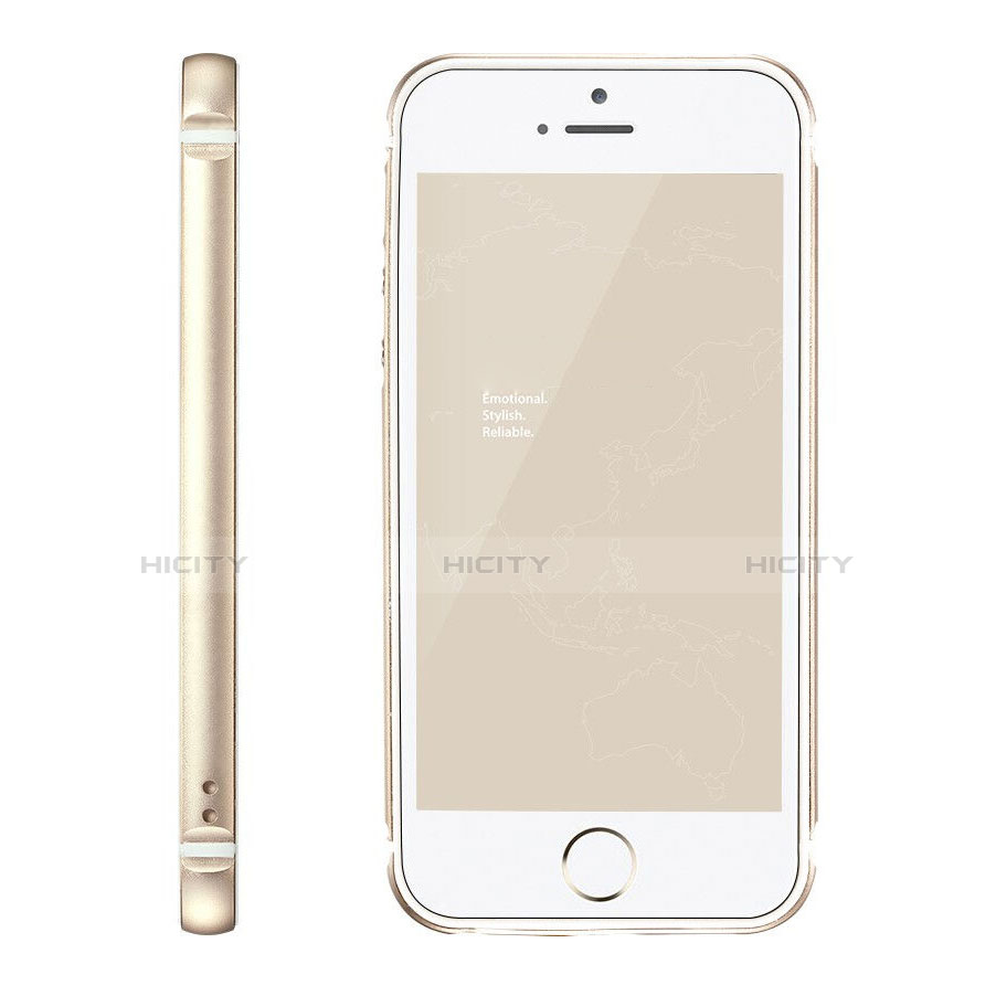 Apple iPhone 5S用ケース 高級感 手触り良い アルミメタル 製の金属製 バンパー アップル ゴールド
