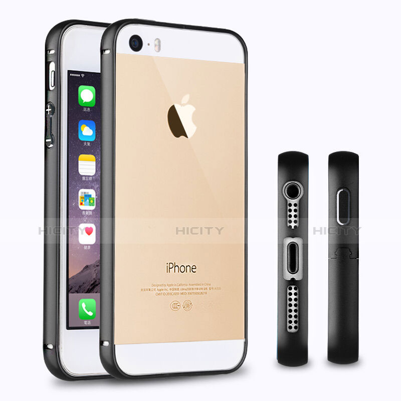 Apple iPhone 5S用ケース 高級感 手触り良い アルミメタル 製の金属製 バンパー アップル ブラック