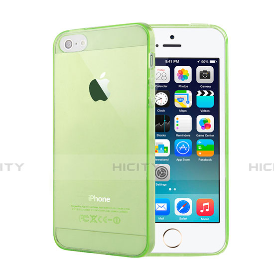 Apple iPhone 5S用極薄ソフトケース シリコンケース 耐衝撃 全面保護 クリア透明 アップル グリーン