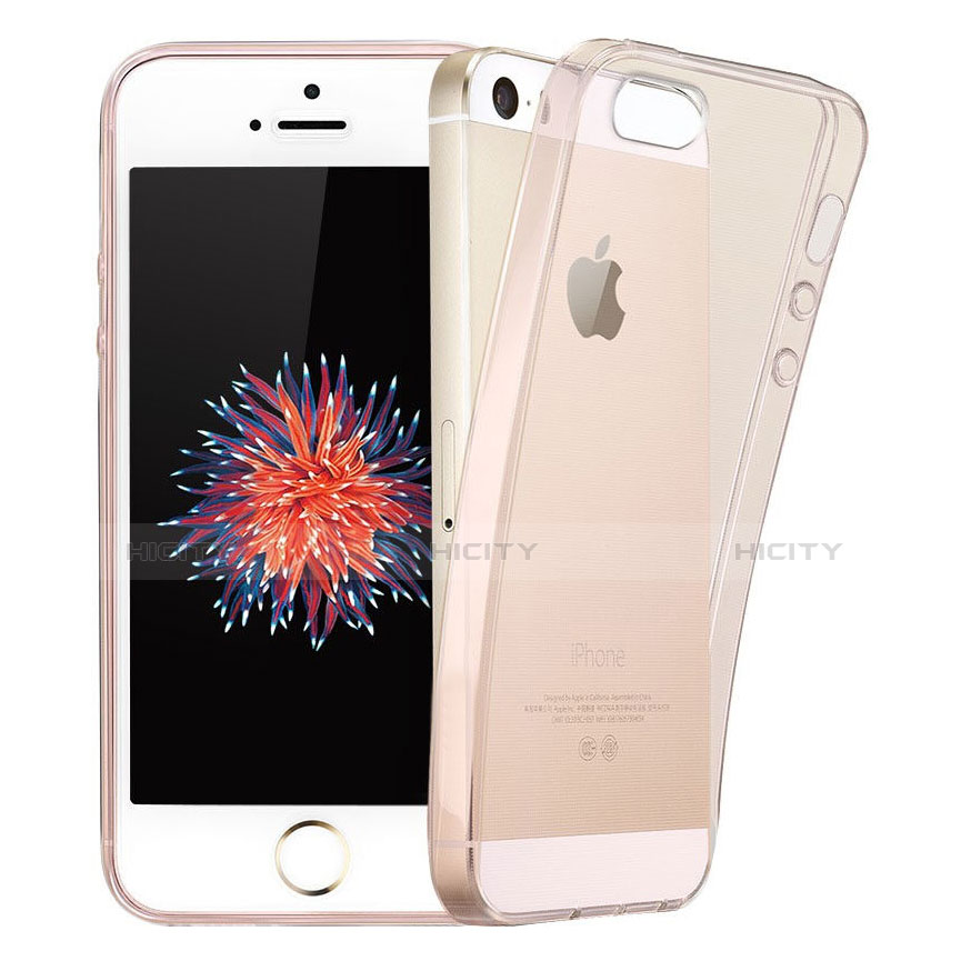 Apple iPhone 5S用極薄ソフトケース シリコンケース 耐衝撃 全面保護 クリア透明 アップル ピンク
