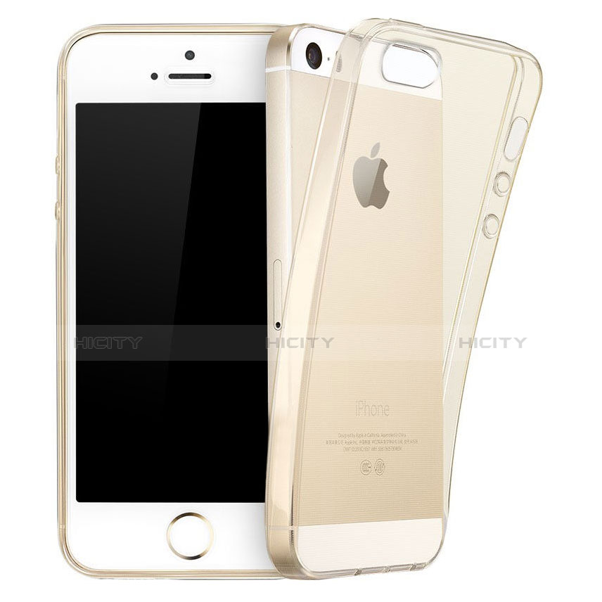 Apple iPhone 5S用極薄ソフトケース シリコンケース 耐衝撃 全面保護 クリア透明 アップル ゴールド