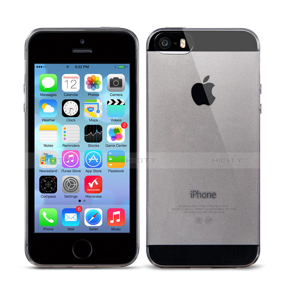 Apple iPhone 5S用極薄ソフトケース シリコンケース 耐衝撃 全面保護 クリア透明 アップル ダークグレー