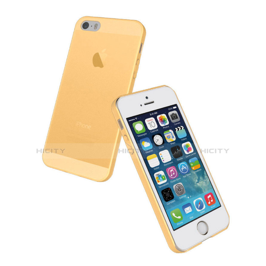 Apple iPhone 5S用極薄ケース クリア透明 シリコンケース 耐衝撃 全面保護 アップル ゴールド
