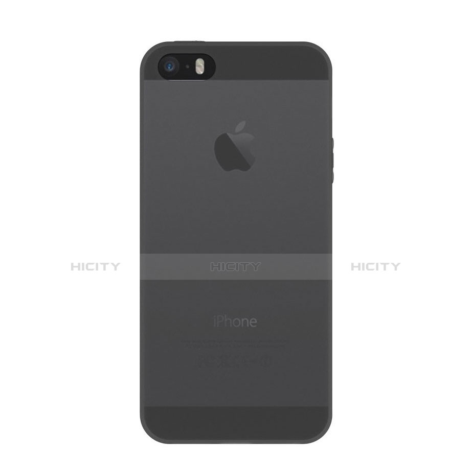 Apple iPhone 5S用極薄ケース クリア透明 シリコンケース 耐衝撃 全面保護 アップル ダークグレー
