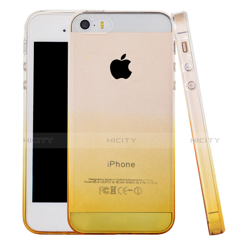 Apple iPhone 5S用極薄ソフトケース グラデーション 勾配色 クリア透明 アップル イエロー