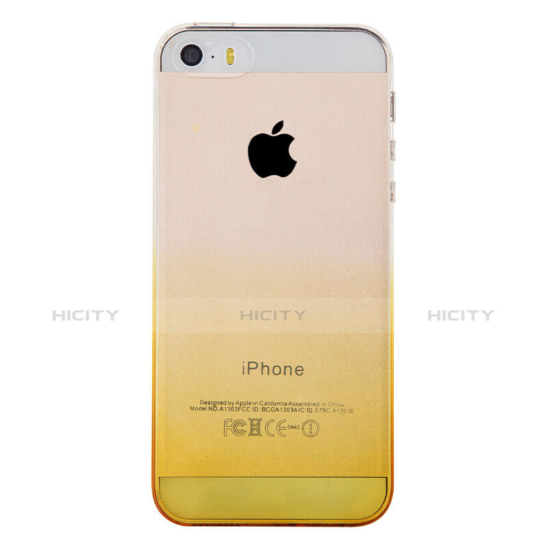 Apple iPhone 5S用極薄ソフトケース グラデーション 勾配色 クリア透明 アップル イエロー