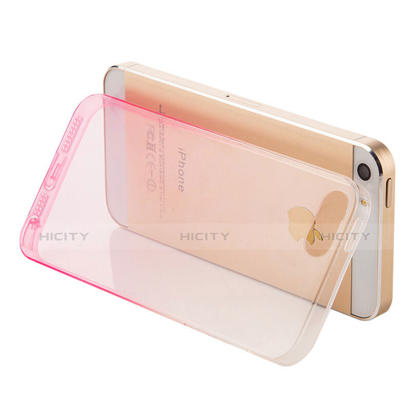 Apple iPhone 5S用極薄ソフトケース グラデーション 勾配色 クリア透明 アップル ピンク