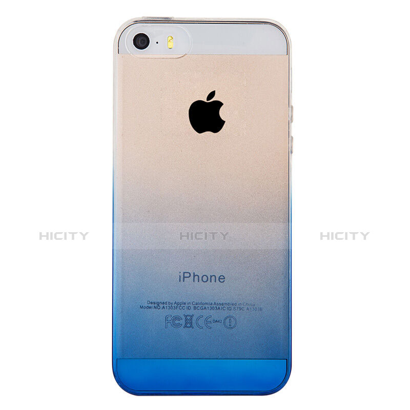 Apple iPhone 5S用極薄ソフトケース グラデーション 勾配色 クリア透明 アップル ネイビー