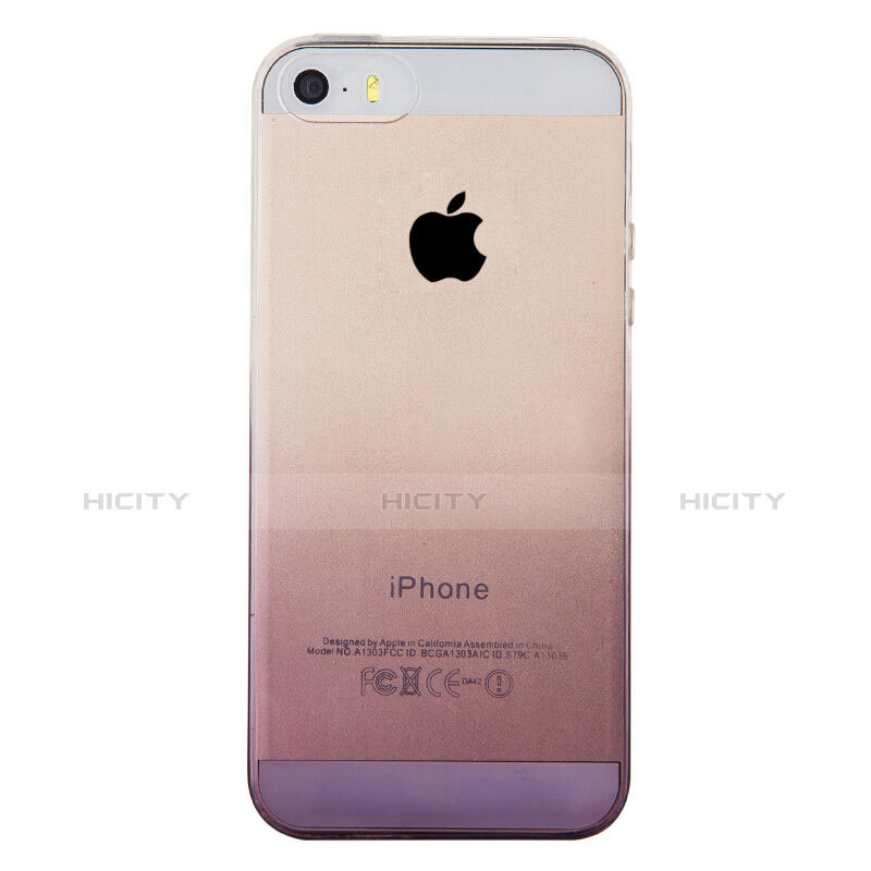 Apple iPhone 5S用極薄ソフトケース グラデーション 勾配色 クリア透明 アップル グレー