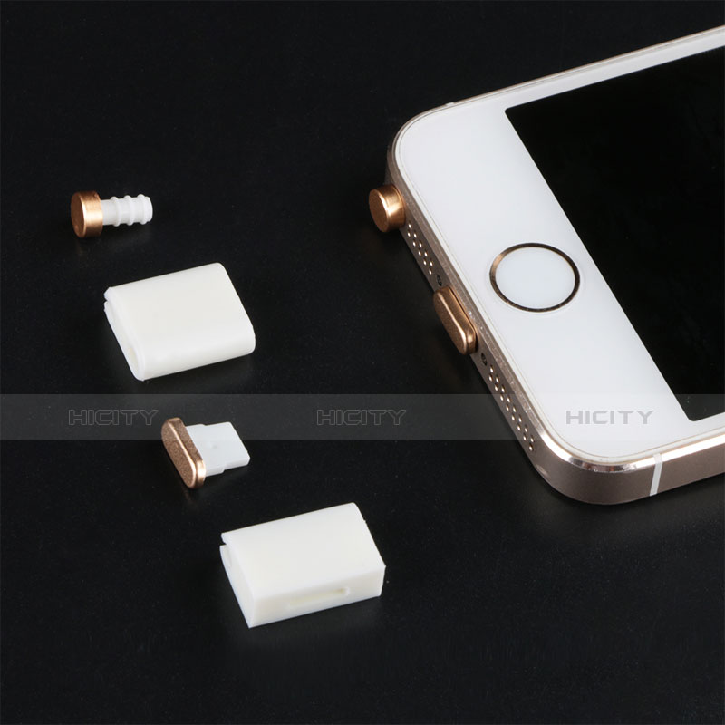 Apple iPhone 5S用アンチ ダスト プラグ キャップ ストッパー Lightning USB J05 アップル ゴールド