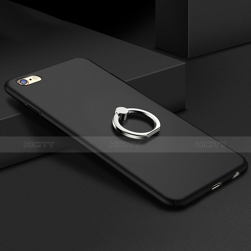 Apple iPhone 6用極薄ソフトケース シリコンケース 耐衝撃 全面保護 アンド指輪 A01 アップル ブラック