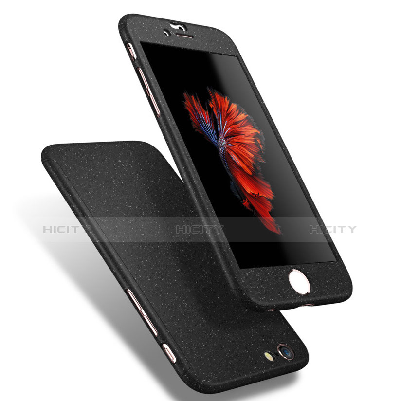 Apple iPhone 6用ハードケース プラスチック 質感もマット 前面と背面 360度 フルカバー Q01 アップル ブラック