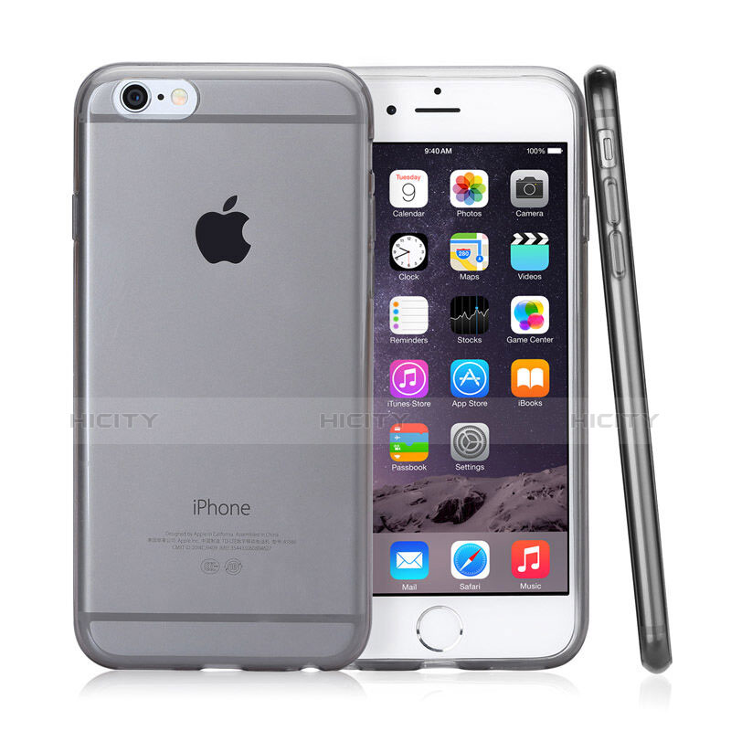 Apple iPhone 6用極薄ソフトケース シリコンケース 耐衝撃 全面保護 クリア透明 アップル グレー