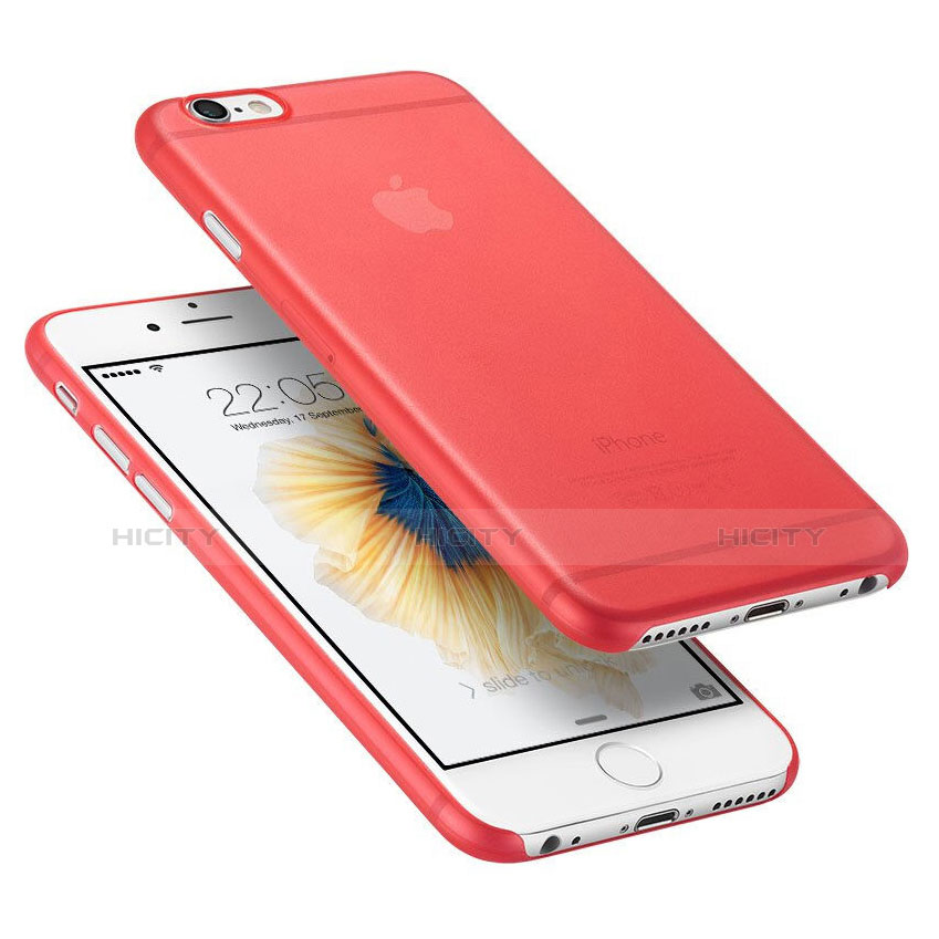 Apple iPhone 6用極薄ケース クリア透明 プラスチック アップル レッド