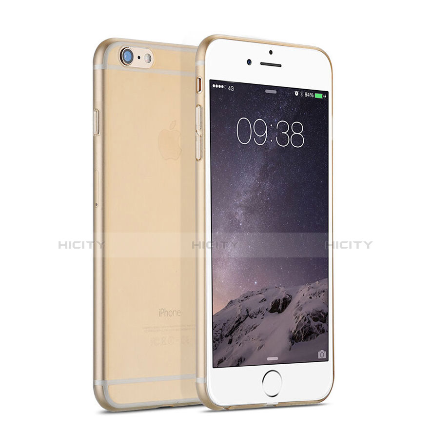 Apple iPhone 6用極薄ケース クリア透明 プラスチック アップル ゴールド