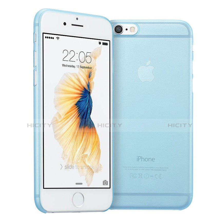 Apple iPhone 6用極薄ケース クリア透明 プラスチック アップル ブルー