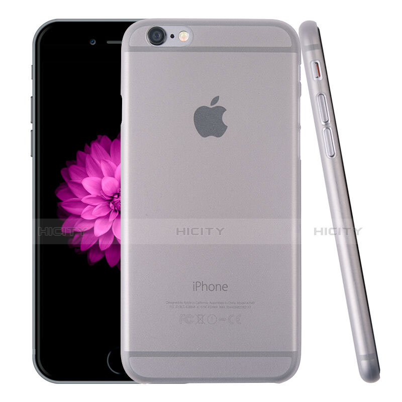 Apple iPhone 6用極薄ケース クリア透明 プラスチック アップル グレー