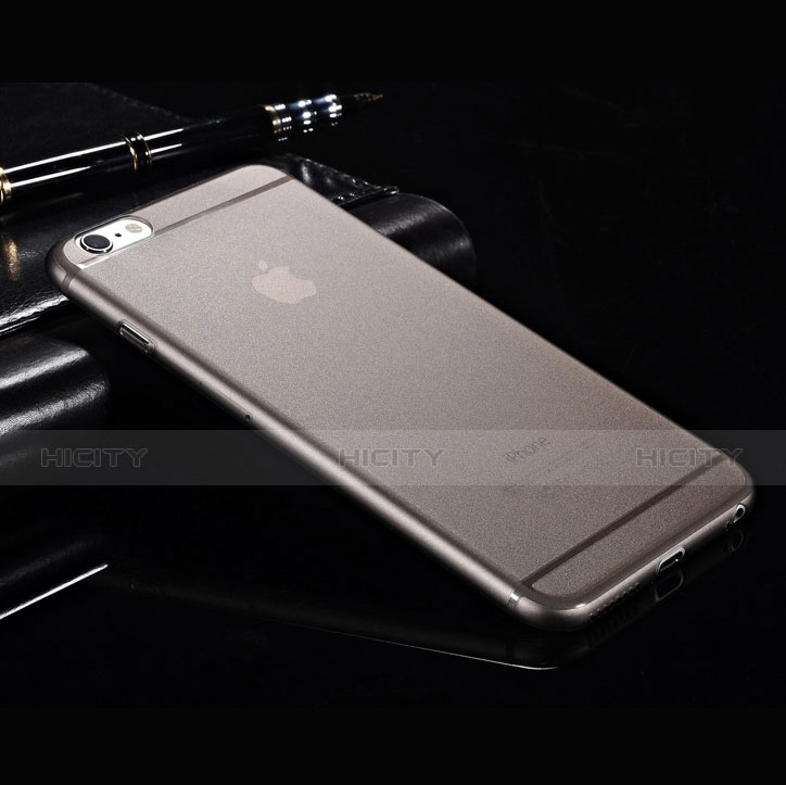 Apple iPhone 6用極薄ケース クリア透明 プラスチック アップル グレー