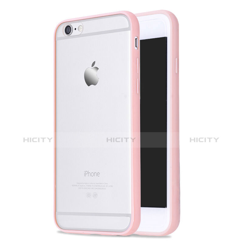 Apple iPhone 6用ハイブリットバンパーケース クリア透明 プラスチック アップル ピンク