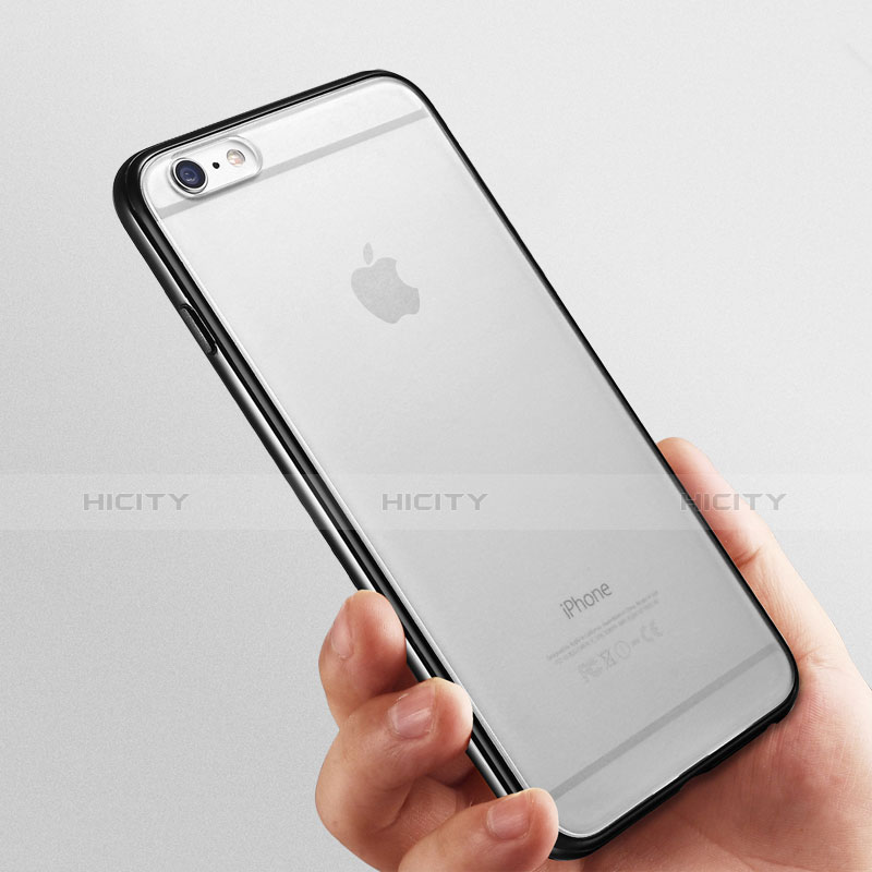 Apple iPhone 6用ハイブリットバンパーケース クリア透明 プラスチック アップル ブラック