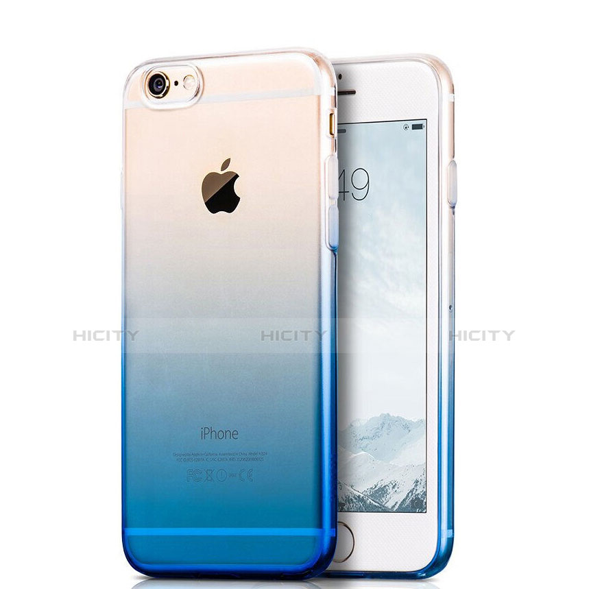 Apple iPhone 6用極薄ソフトケース グラデーション 勾配色 クリア透明 Z01 アップル ネイビー